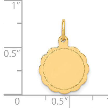 14k Yellow Gold 14k .013 Gauge Engravable Scalloped Disc Charm