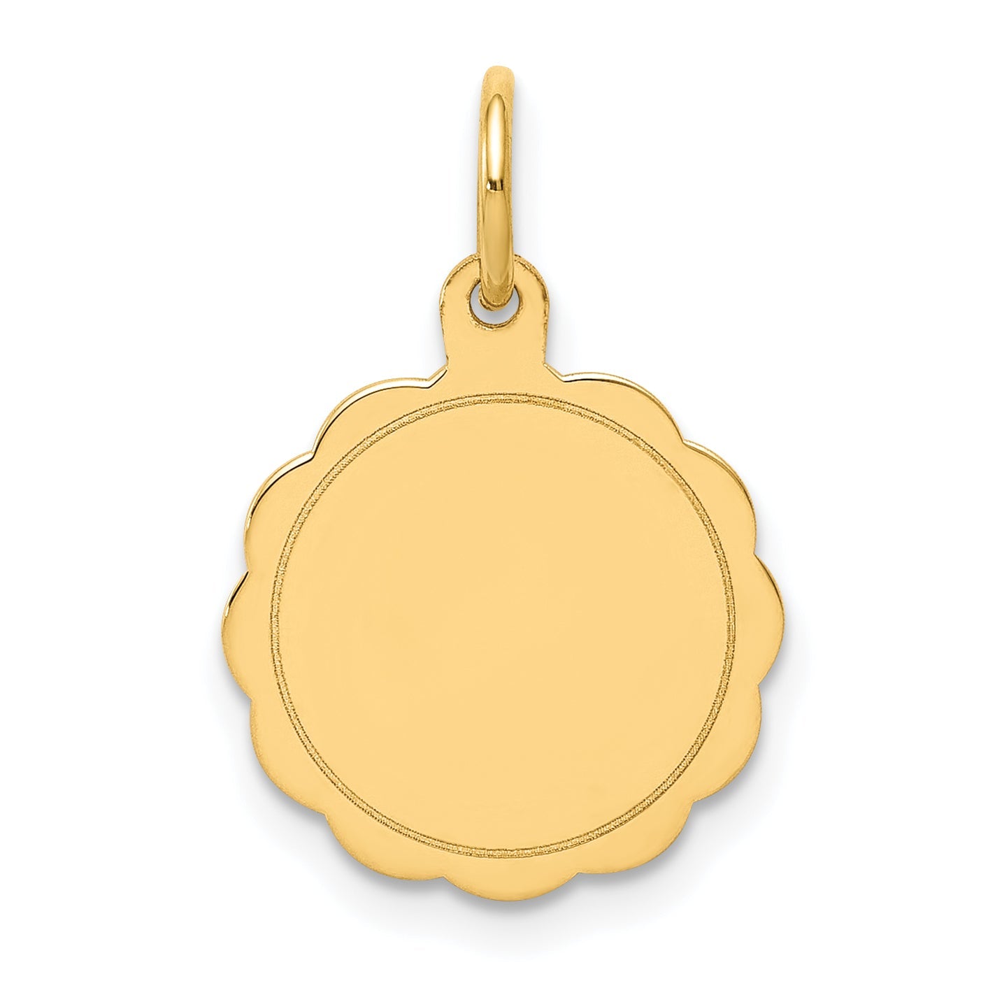 14k Yellow Gold 14k .011 Gauge Engravable Scalloped Disc Charm