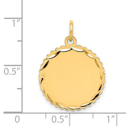 14k Yellow Gold 14k .011 Gauge Engravable Scalloped Disc Charm