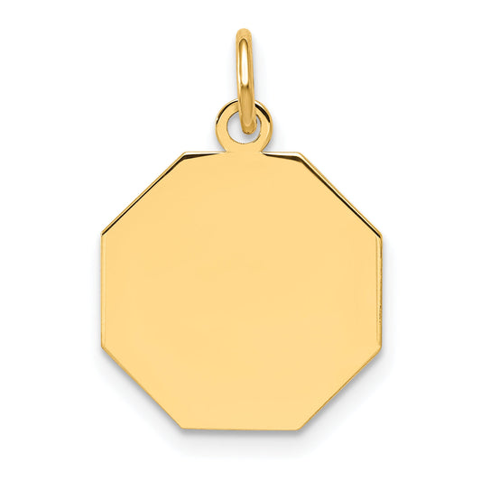 14k Yellow Gold 14k Plain .027 Gauge Engravable Octagonal Disc Charm