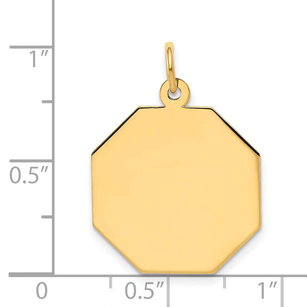 14k Yellow Gold 14k Plain .018 Gauge Engravable Octagonal Disc Charm