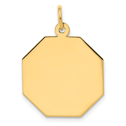 14k Yellow Gold 14k Plain .018 Gauge Engravable Octagonal Disc Charm