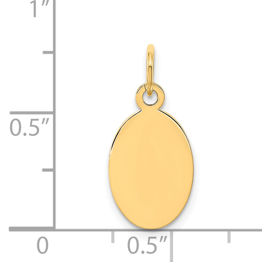 14k Yellow Gold 14k Plain .009 Gauge Engravable Oval Disc Charm