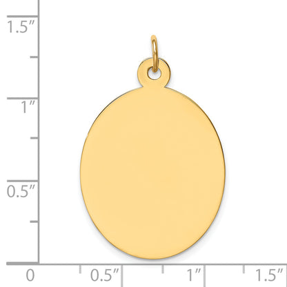 14k Yellow Gold 14k Plain .035 Gauge Engravable Oval Disc Charm