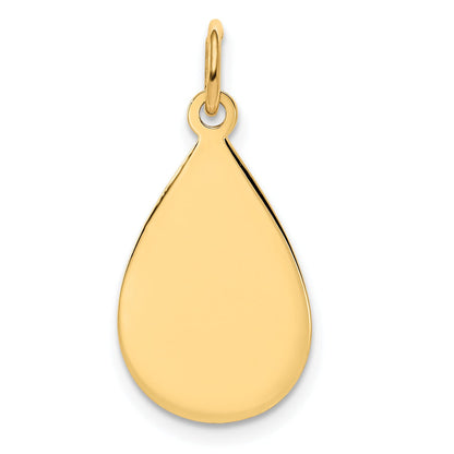 14k Yellow Gold 14k Plain .009 Gauge Engravable Raindrop Disc Charm