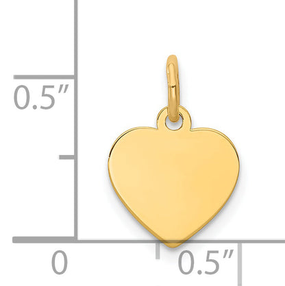 14k Yellow Gold 14k Plain .018 Gauge Engravable Heart Disc Charm