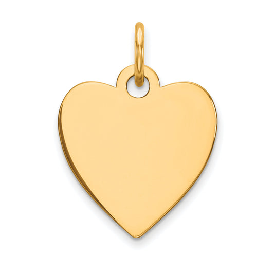 14k Yellow Gold 14k Plain .009 Gauge Engravable Heart Disc Charm
