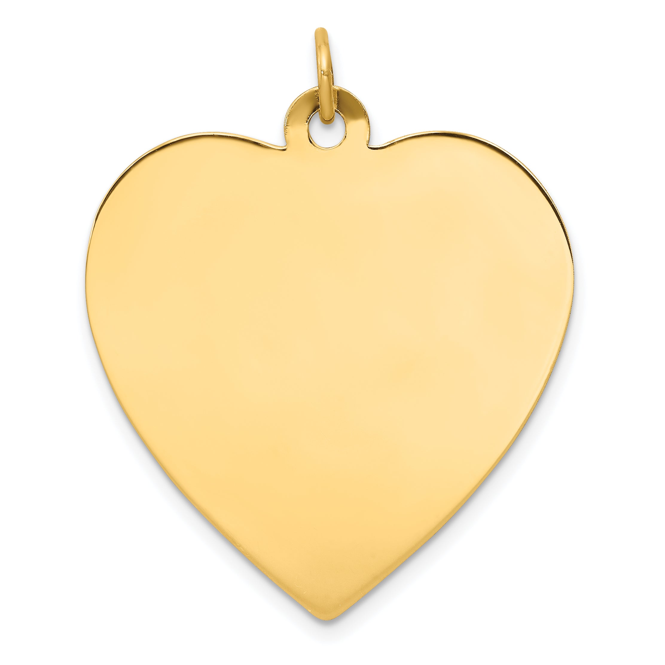 14K Yellow Gold Plain .035 Gauge Engravable Heart Disc Charm
