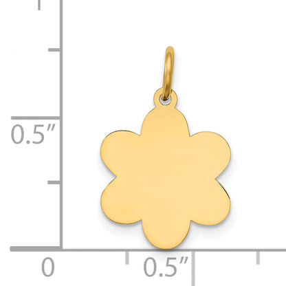 14k Yellow Gold 14k Plain .018 Gauge Engravable Flower Disc Charm