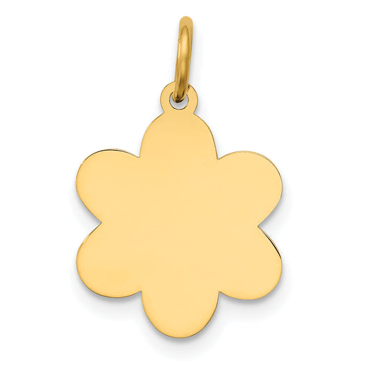 14k Yellow Gold 14k Plain .018 Gauge Engravable Flower Disc Charm