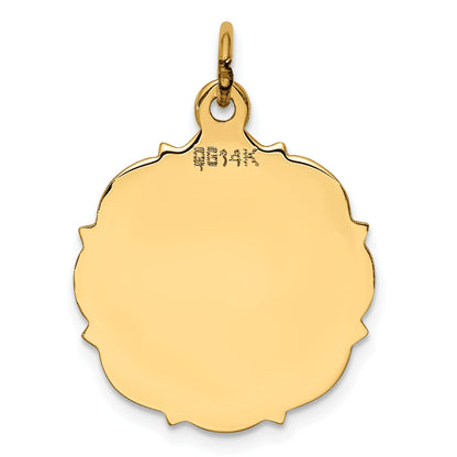 14k Yellow Gold 14k Plain .018 Gauge Engravable Disc Charm