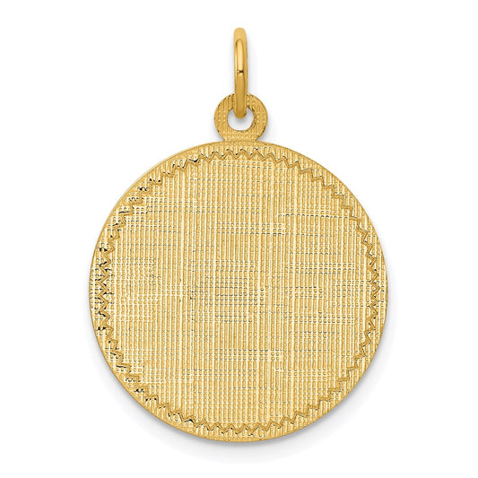 14k Yellow Gold 14k Patterned .013 Gauge Circular Engravable Disc Charm