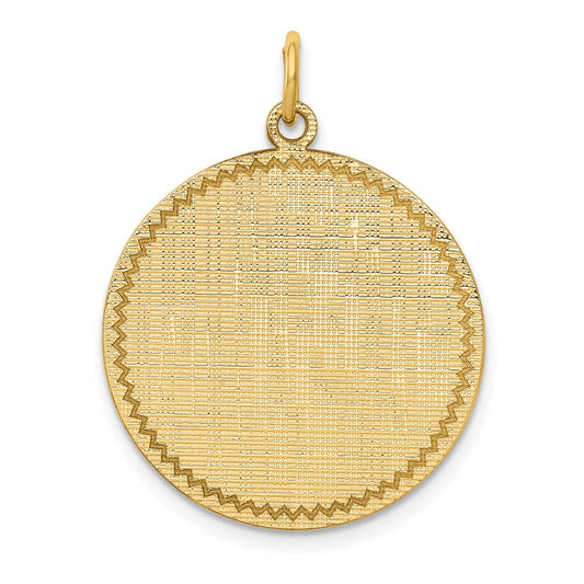 14k Yellow Gold 14k Patterned .018 Gauge Circular Engravable Disc Charm