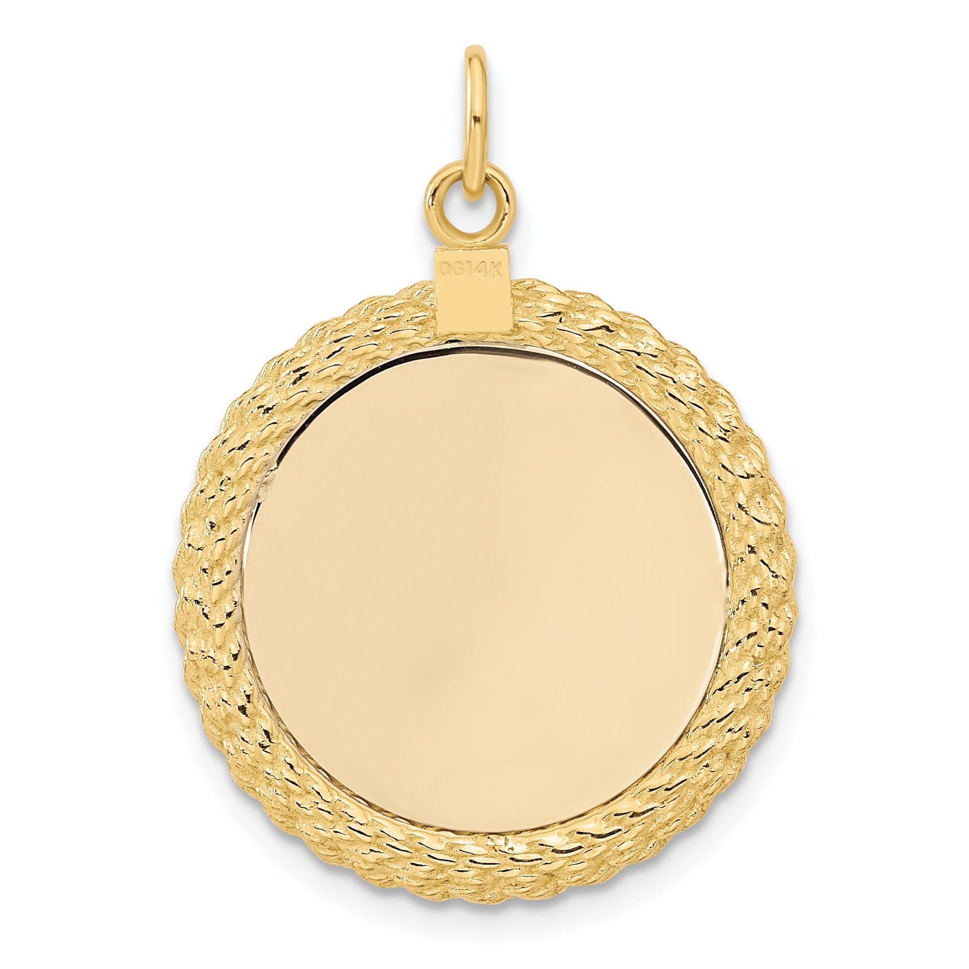14k Yellow Gold 14k Plain .013 Gauge Circular Engravable Disc with Rope Charm