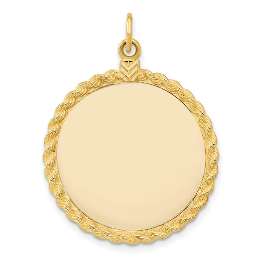 14k Yellow Gold 14k Plain .013 Gauge Circular Engravable Disc with Rope Charm