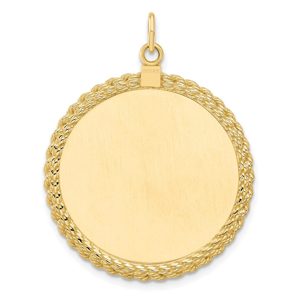 14k Yellow Gold 14k Plain .013 Gauge Circular Engravable Disc with Rope Charm