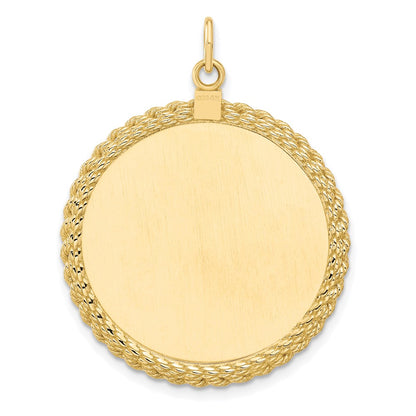 14k Yellow Gold 14k Plain .013 Gauge Circular Engravable Disc with Rope Charm