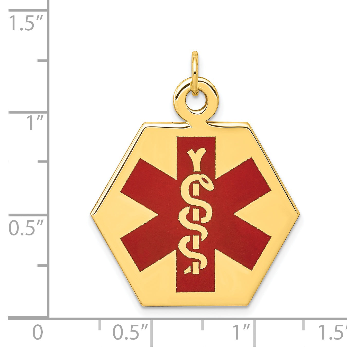 14k Yellow Gold 14k Red Enamel Medical Jewelry Pendant