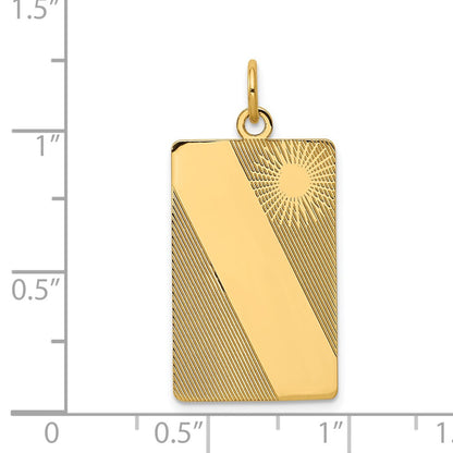 14k Yellow Gold 14k Patterned .013 Gauge Engravable Dog Tag Disc Charm