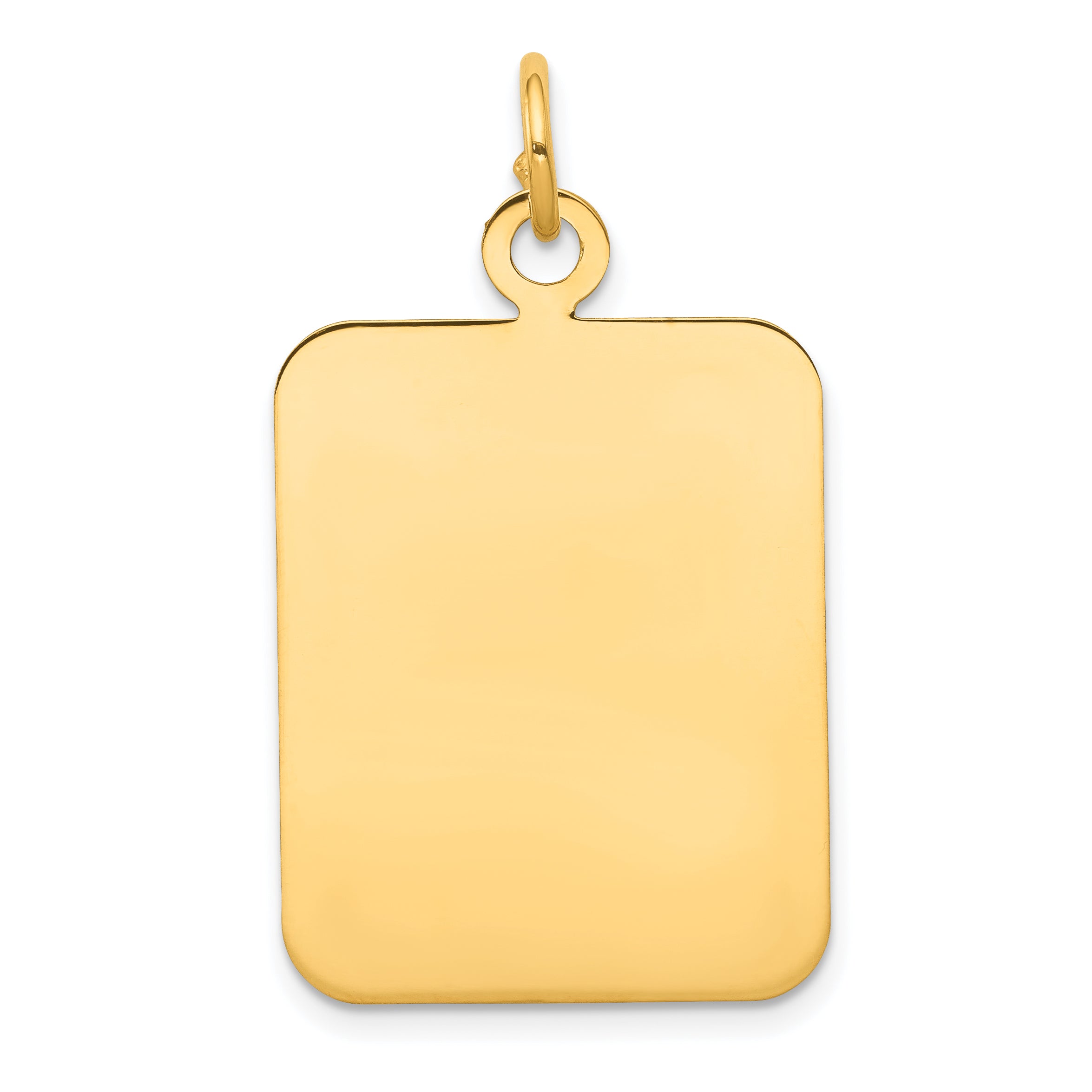 14K Yellow Gold Plain Rectangular .035 Gauge Engravable Disc Charm