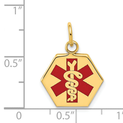 14k Yellow Gold 14k Red Enamel Medical Jewelry Pendant