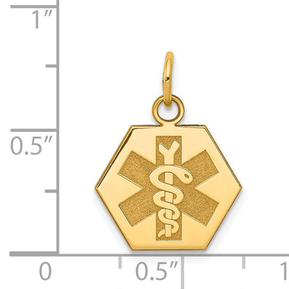 14k Yellow Gold 14k Non-enameled Medical Jewelry Pendant