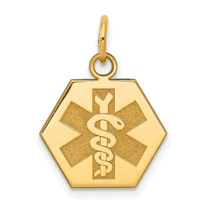 14k Yellow Gold 14k Non-enameled Medical Jewelry Pendant