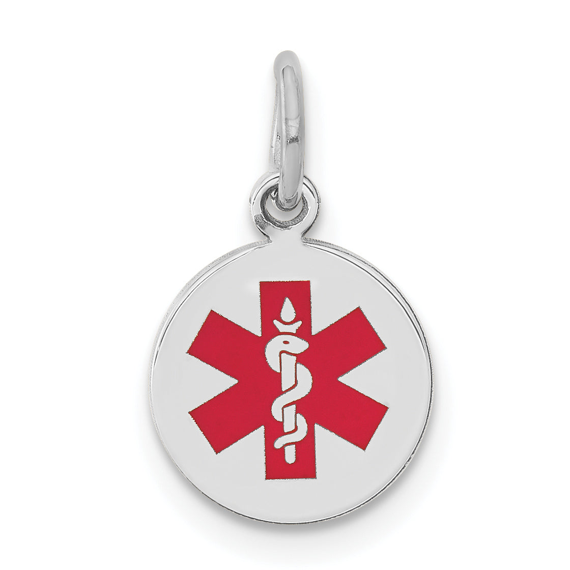 14k White Gold 14k White Gold Red Enamel Medical Jewelry Pendant