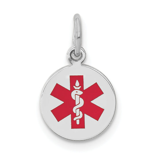 14k White Gold 14k White Gold Red Enamel Medical Jewelry Pendant