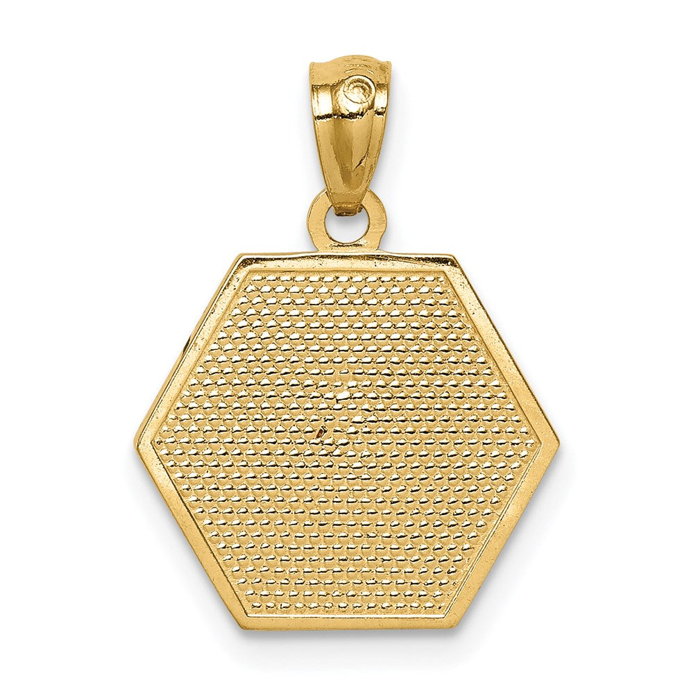 14K Yellow Gold Red Enameled Textured Back Medic Id Pendant