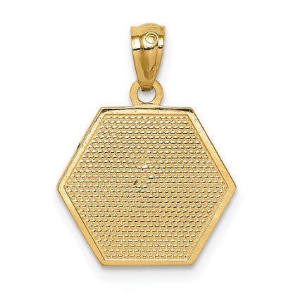 14K Yellow Gold Red Enameled Textured Back Medic Id Pendant
