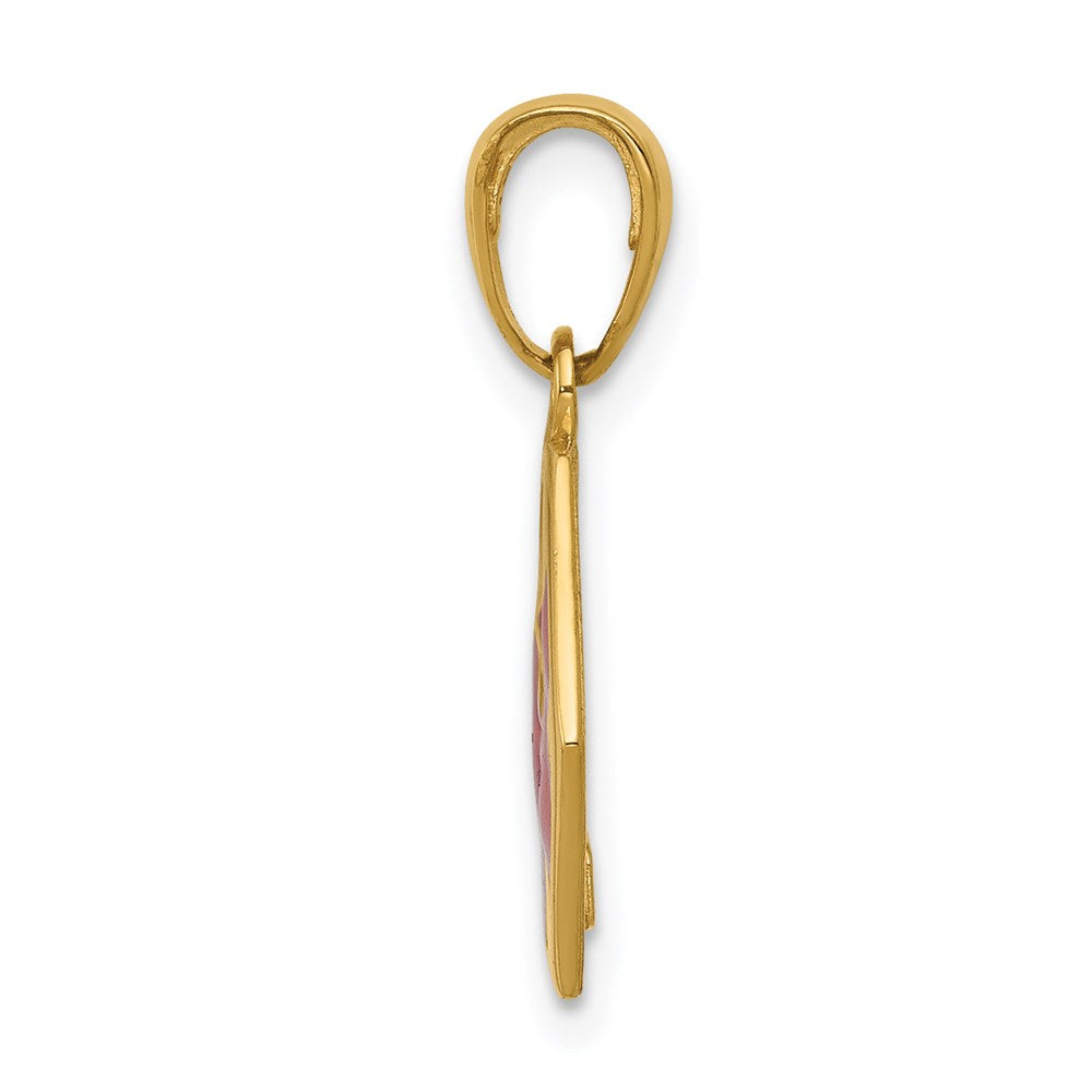 14k Yellow Gold 14k Enameled Textured Back Medical Disk Pendant