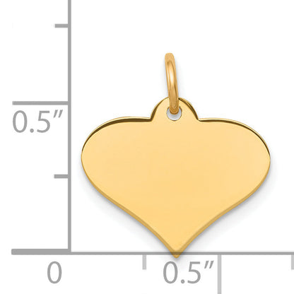 14k Yellow Gold 14k Plain .009 Gauge Engraveable Heart Disc Charm