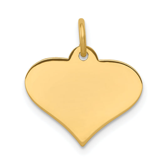 14k Yellow Gold 14k Plain .011 Gauge Engraveable Heart Disc Charm