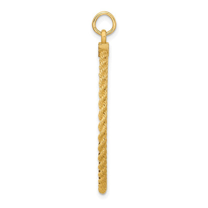 14k Yellow Gold Plain .013 Gauge Circular Engravable Disc with Rope Charm