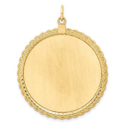 14k Yellow Gold Plain .013 Gauge Circular Engravable Disc with Rope Charm