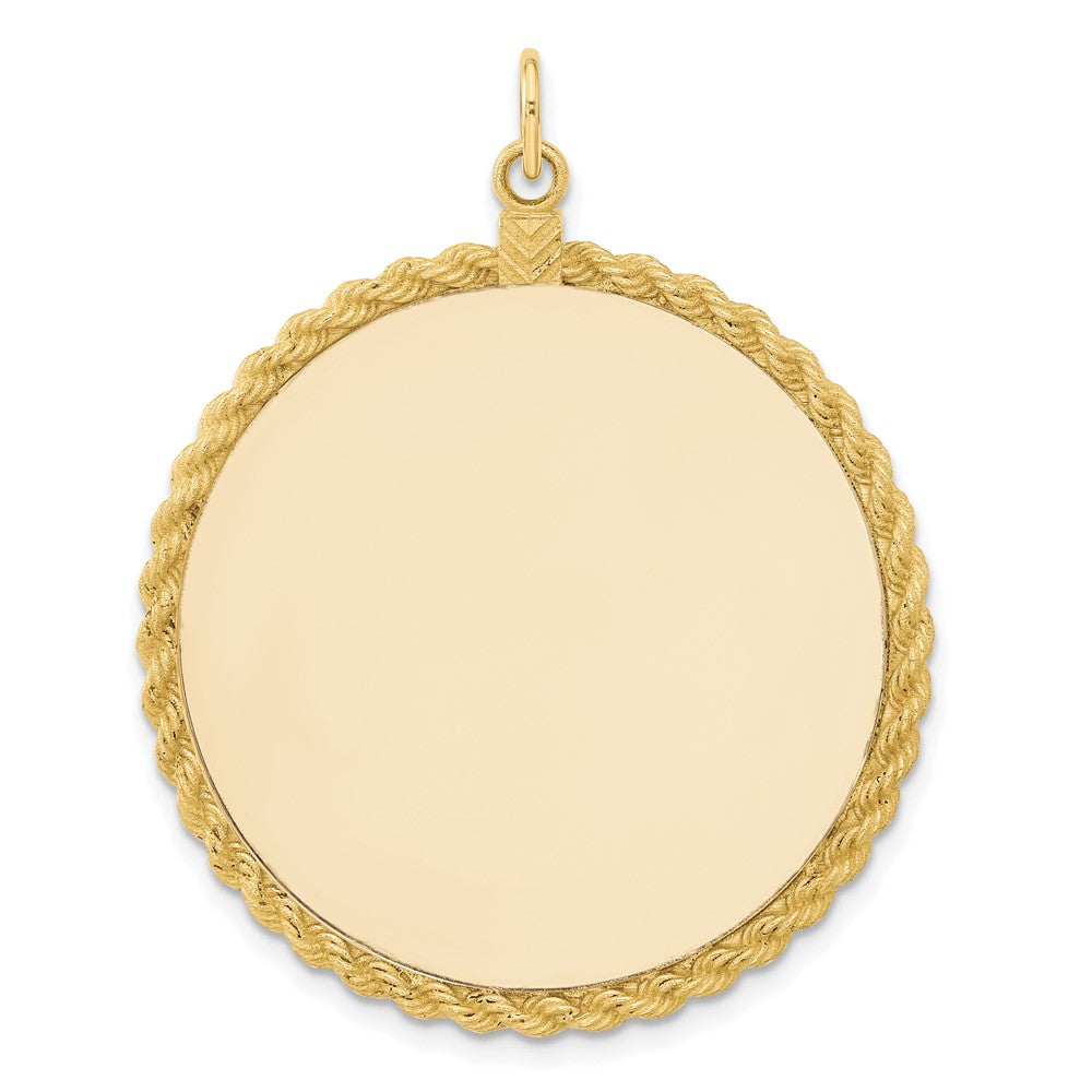 14k Yellow Gold Plain .013 Gauge Circular Engravable Disc with Rope Charm