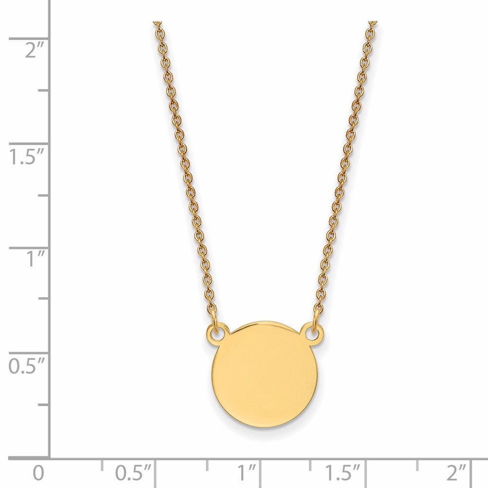 14K Yellow Gold Plain .018 Gauge Circular Engravable Disc 18In Necklace