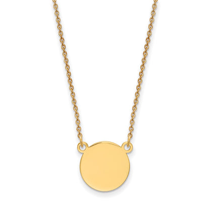 14K Yellow Gold Plain .018 Gauge Circular Engravable Disc 18In Necklace