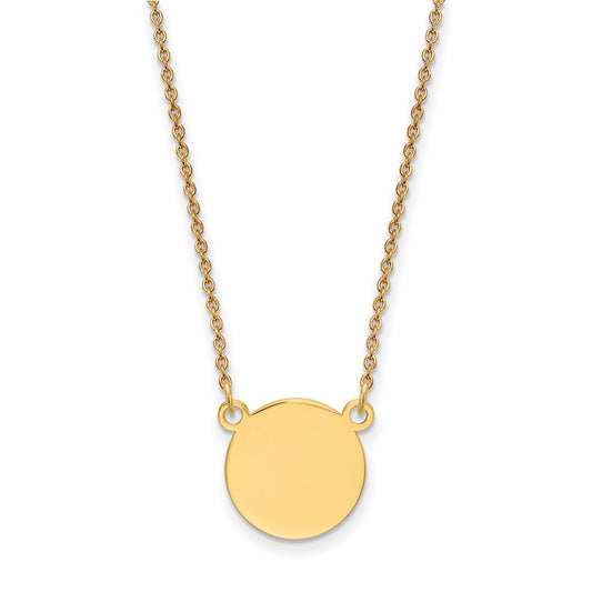 14K Yellow Gold Plain .018 Gauge Circular Engravable Disc 18In Necklace