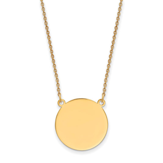 14K Yellow Gold Plain .027 Gauge Circular Engravable Disc 18In Necklace