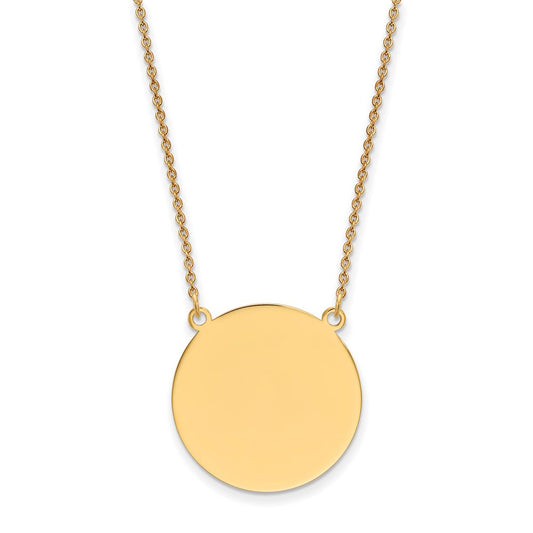 14K Yellow Gold Plain .013 Gauge Circular Engravable Disc 18In Necklace