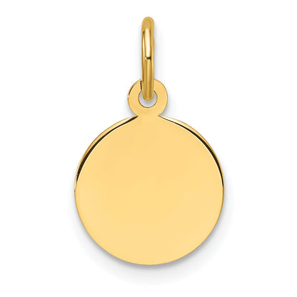 10K Yellow Gold Plain .018 Gauge Circular Engravable Disc Charm