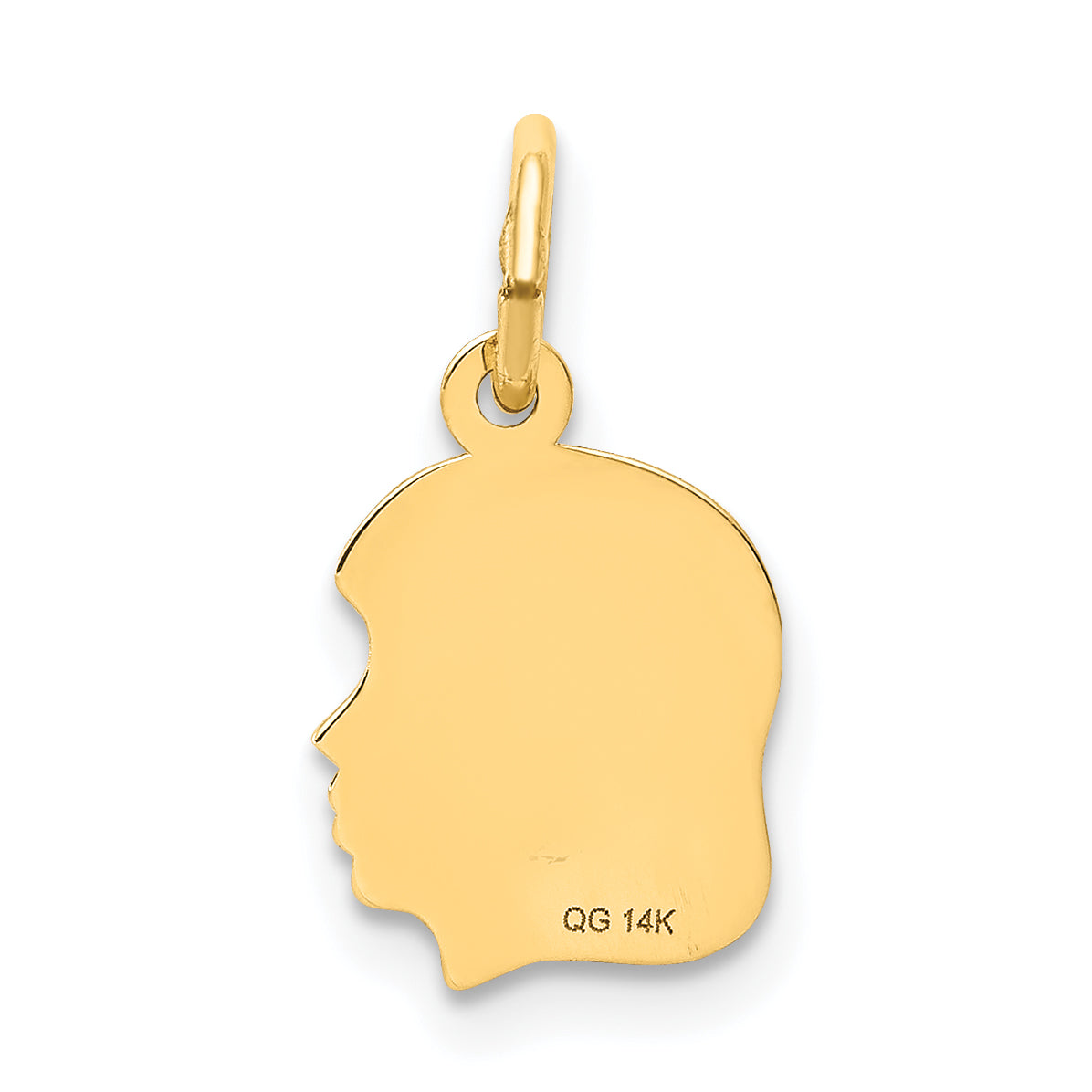 14k Yellow Gold 14k .013 Depth Engravable Girl Head Charm