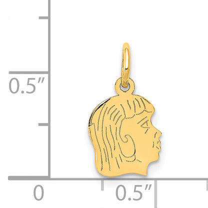 14k Yellow Gold 14k .018 Depth Engravable Girl Head Charm