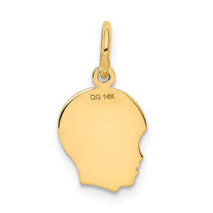 14k Yellow Gold 14k .011 Depth Engravable Boy Head Charm