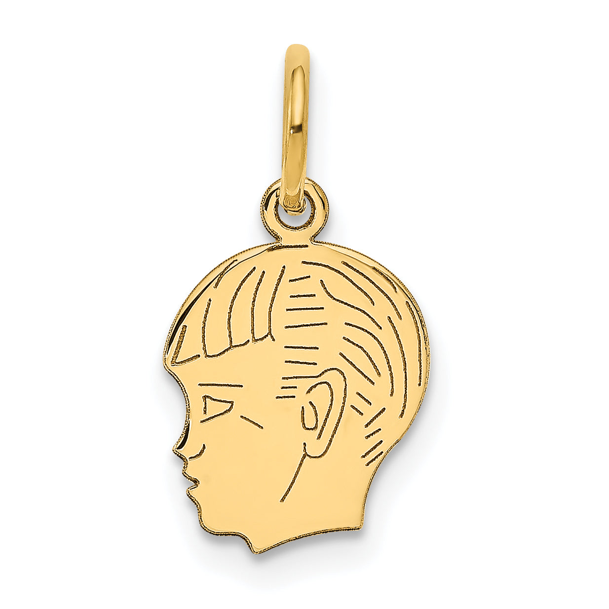 14k Yellow Gold 14k .018 Depth Engravable Boy Head Charm