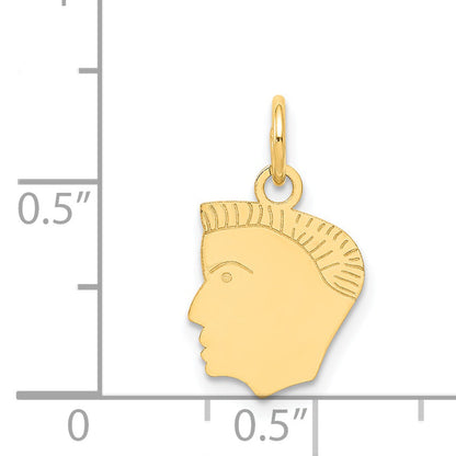 14k Yellow Gold 14k .013 Depth Engravable Boy Head Charm