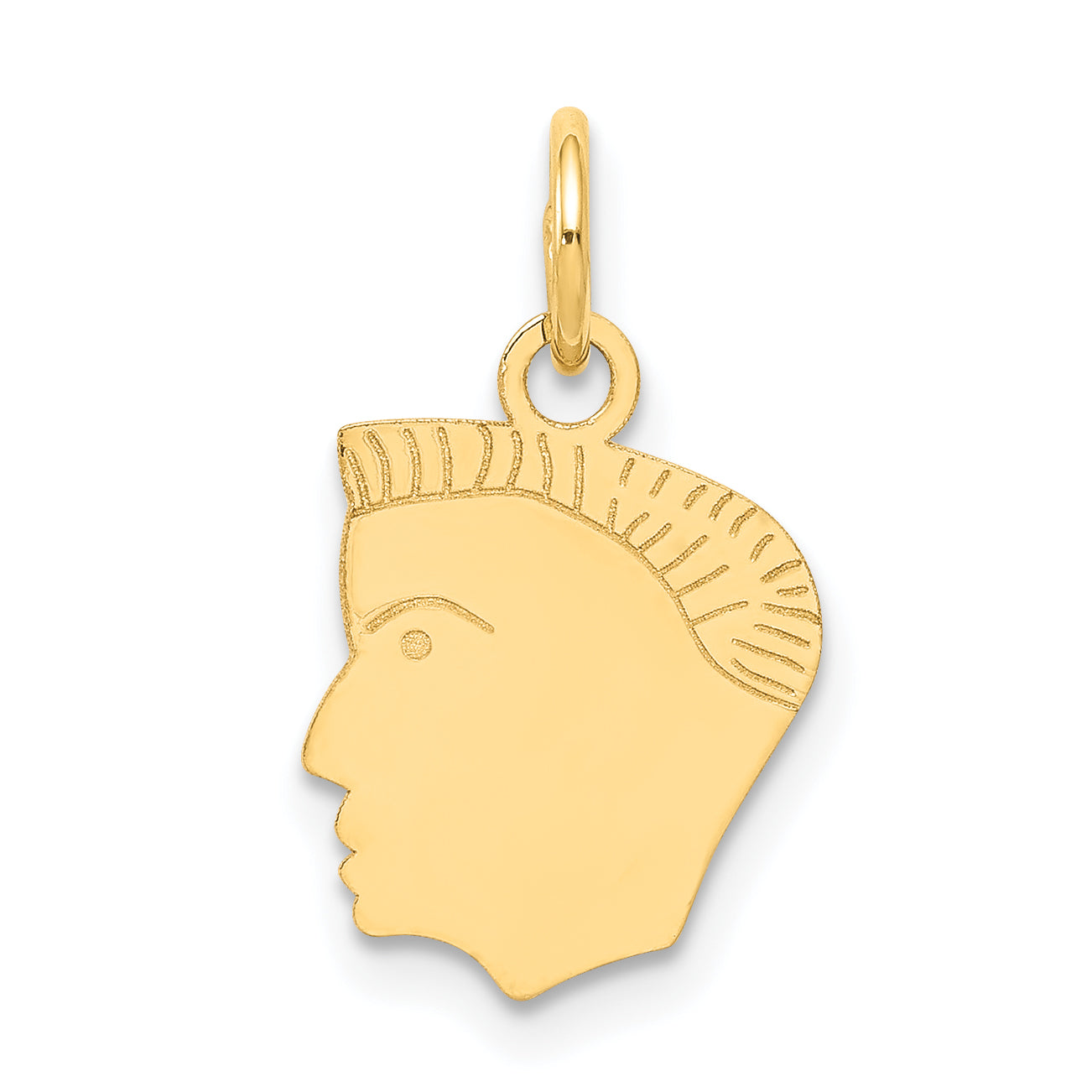 14k Yellow Gold 14k .013 Depth Engravable Boy Head Charm