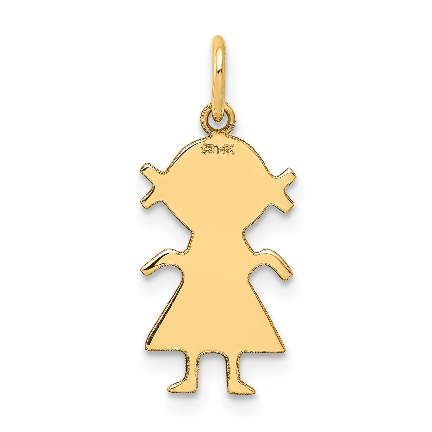 14k Yellow Gold 14k .011 Depth Engravable Girl Charm